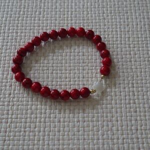 Crimson Beaded heart bracelet
